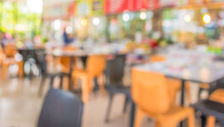 blur image of coffee shop with bokeh for background usage .の写真素材