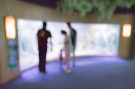 image of blur people in aquarium with bokeh .の写真素材