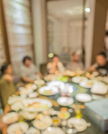 Chinese restaurant blur background with bokeh image .の写真素材