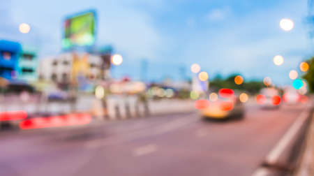 blur image of street light on twilight with bokeh for background usage .の写真素材