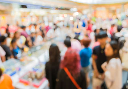 image of blur people at pet show in hall for background usage .の写真素材