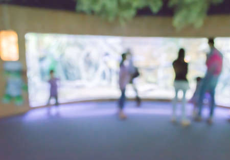 image of blur people in aquarium with bokeh .