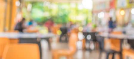 blur image of coffee shop with bokeh for background usage .の写真素材