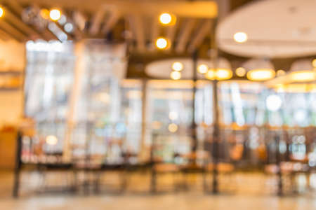 Coffee shop blur background with bokeh image.の写真素材