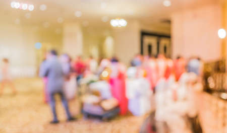 image of blur people at party in hall for background usage .の写真素材
