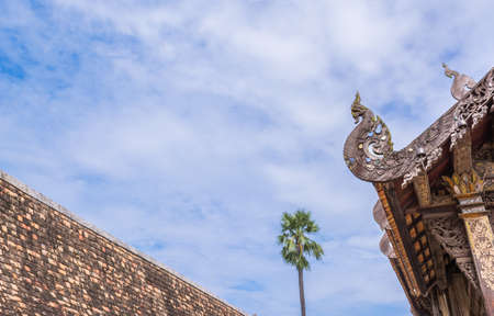 Wat Ton Kain, Old temple made from wood  in Chiang Mai Thailand.の写真素材
