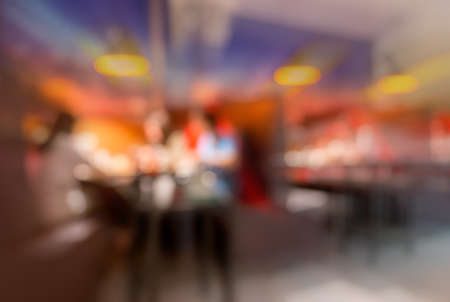 Coffee shop blur background with bokeh image .の写真素材