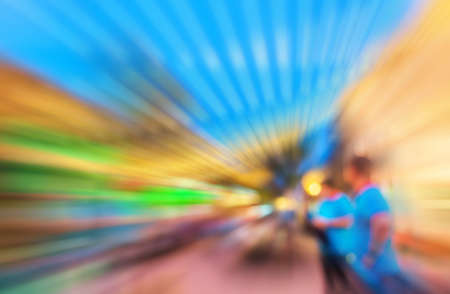 Artistic style - Defocused night street abstract texture ,blurred background with bokeh of  city on street at night.の写真素材