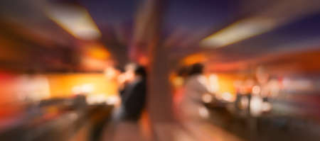 Coffee shop blur background with bokeh image .の写真素材