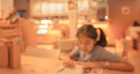 image of Coffee shop blur background with bokeh.の写真素材