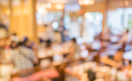 blur image of Abstract blurry sushi counter in vintage style decoration restaurant.の写真素材