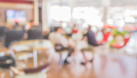 Coffee shop blur background with bokeh image .の写真素材