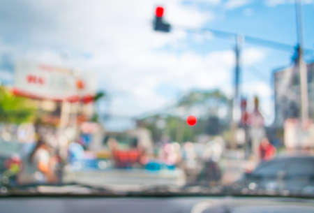 blur image of inside cars with bokeh on day time for background usage .の写真素材