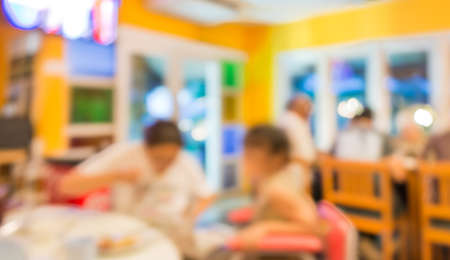 image of blur people at restaurant for background usage .の写真素材