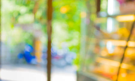 image of blurred coffee shop for background usage .の写真素材