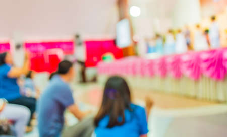 image of blur kid 's show on stage at school , for background usage .の写真素材