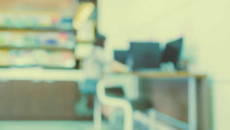 image of blur modern office with bokeh : vintage tone for background usage .の写真素材