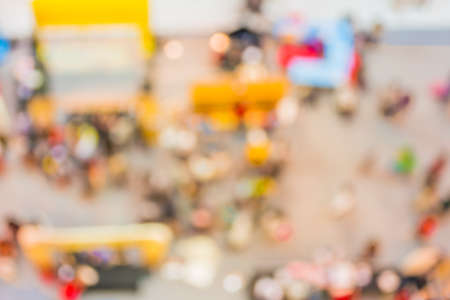 blurred image of shopping mall and people for background usage .(top view)の写真素材