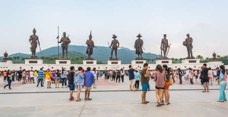 Hua Hin, THAILAND - October 24,2015: Ratchapak Park and the statues of Seven king of thailand monument at  ratchapak royal public park,Hua hin Thailand.のeditorial素材