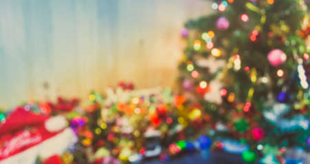 vintage tone blur image of Green Christmas Tree for  background usageの写真素材