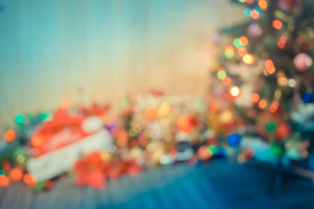 vintage tone blur image of Green Christmas Tree for  background usageの写真素材