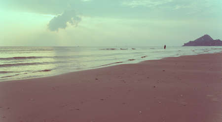 vintage tone image of sea and cloudy sky over it on morning time for background usage