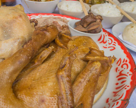 Image of a table feast and food for chinese new year festival.の写真素材