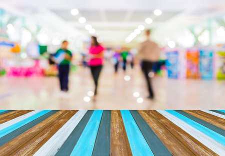 blurred image of people at trade show for background usage .の写真素材