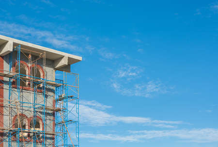 Modern apartments (condo) under construction on day time with copy space for background usage.の写真素材