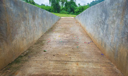 image of empty bicycle lane make with concrete.の写真素材