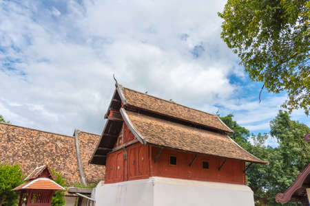 church made from wood at phra tad lampang luang at Lampang province ,Thailand.の写真素材