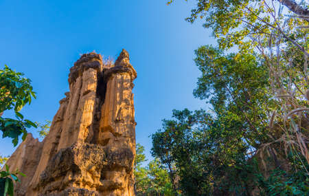 High soil canyon cliffs at "Pha Chor" at Mae Wang National parks in Chiang Mai,Thailand.の写真素材