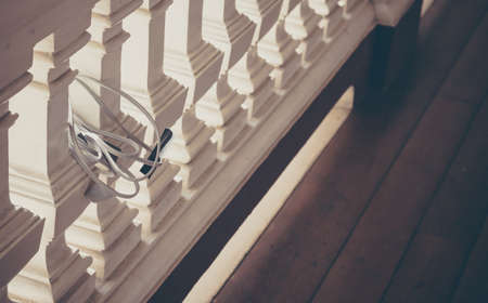 vintage tone thai style balcony for background usageの写真素材