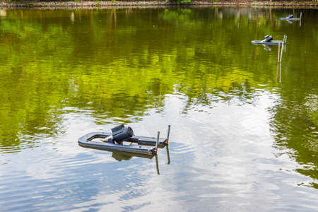 image of floating jet aeartor in pond.の写真素材