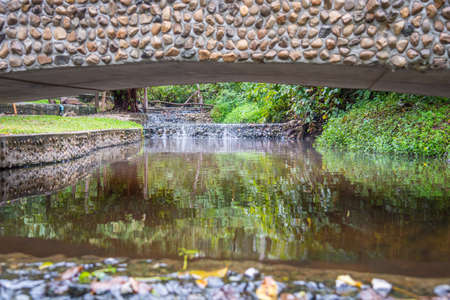 image of water stream at Pong Nam Ron Tha Pai hot spring the famous attraction lanmark at Pai district, Mae Hong Son , Thailandの写真素材