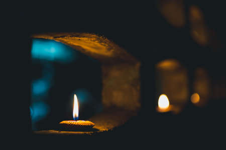 image of tradition Thai styel candle in clay pot during Loy Krathong festival in Chiang Mai , Thailand.の写真素材