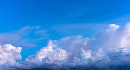 image of blue sky and white cloud on day time for background usage.(horizontal).の写真素材