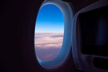 image of View from plane window to see the sky  for background.の写真素材