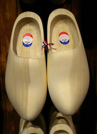Traditional dutch wooden shoes in multiple colors