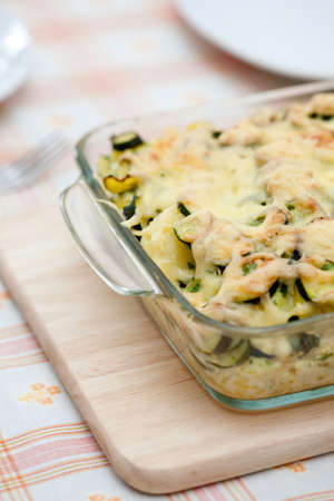 Pumpkin and tomato gratin served for lunch.の写真素材