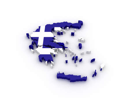 Three dimensional map of Greece in Greek flag colors.の写真素材