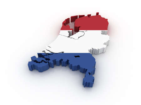 Three dimensional map of the Netherlands in Dutch flag colors.の写真素材