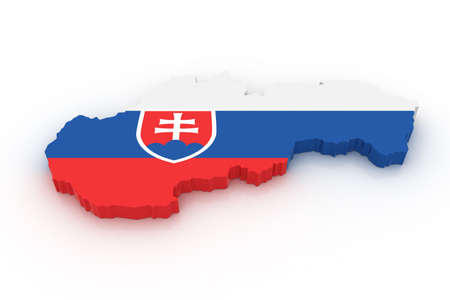 Three dimensional map of Slovakia in Slovak flag colors.の写真素材