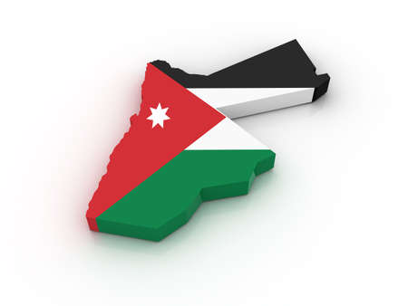 Three dimensional map of Jordan in Jordan flag colors.の写真素材
