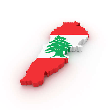 Three dimensional map of Lebanon in Lebanese flag colors.の写真素材