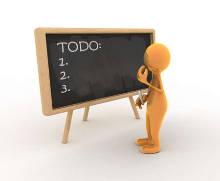 Tooney character is filling out his todo list.の写真素材