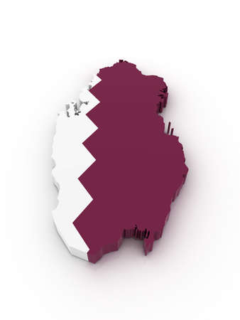 Three dimensional map of Qatar in Qatar flag colors.の写真素材