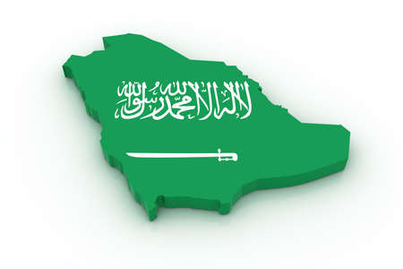 Three dimensional map of Saudi Arabia in Saudi Arabian flag colors.の写真素材