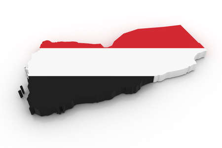 Three dimensional map of Yemen in Yemen flag colors.の写真素材