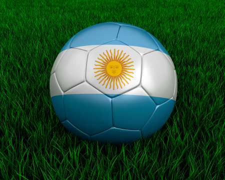 Argentinian soccer ball in grass.の写真素材
